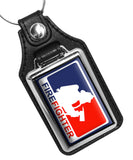 NBL Red White Blue Firefighter Design Faux Leather Key Ring