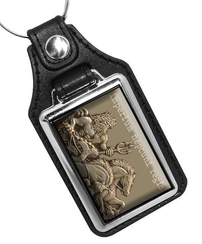 United States Navy Crossing the Line The Empire of King Neptune Faux Leather Key Ring