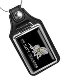 United States Navy Seabees Emblem Design Faux Leather Key Ring