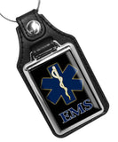 Emergency Medical Services EMS Star of Life Badge Emblem Faux Leather Key Ring