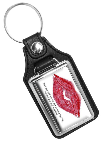 Pour Yourself A Drink Marilyn Monroe Red Lips Faux Leather Key Ring