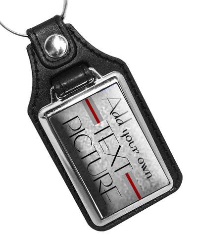 Add your own Text and Picture Faux Leather Key Ring