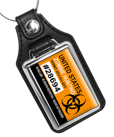 United States Zombie Hunting Permit Faux Leather Key Ring