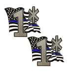 Thin Blue Line Law Enforcement American Flowing Flag 1 Asterisk Lapel Pin