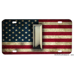 Subdued American Flag With Military Rank Insignia Aluminum License Plate
