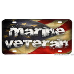 United States Marine Corps Veteran Flowing American Flag Aluminum License Plate