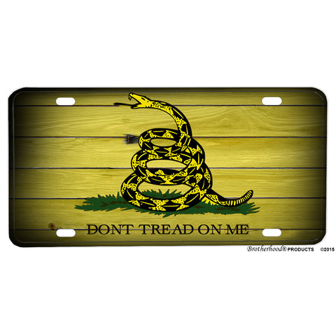 Don't Tread On Me Gadsden Rattlesnake Flag Aluminum License Plate