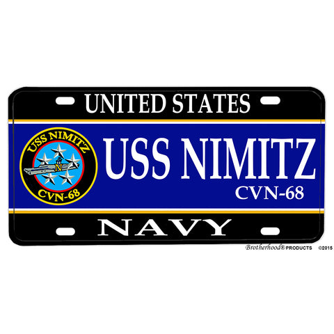 United States Navy USS Nimitz CVN-68 Aluminum License Plate