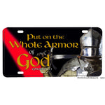 Firefighter Put On The Armor of God Thin Red Line Aluminum License Plate