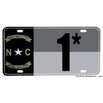 Subdued Gray Silver North Carolina State Flag One Ass To Risk 1* Design Aluminum License Plate