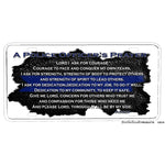 Thin Blue Line Police Officer's Prayer Design Aluminum License Plate