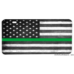Subdued Thin Green Line Game Warden Florida Deputies Law Enforcement Flag Aluminum License Plate
