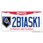 Thin Blue Line Ohio Masons Square and Compass 2B1ASK1 Aluminum License Plate