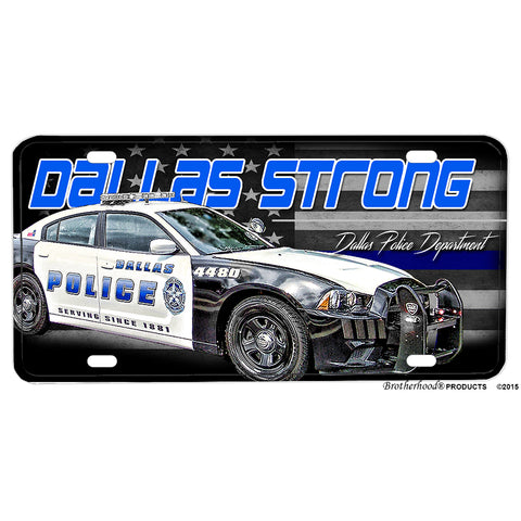 Dallas Strong Dallas Police Department Patrol Car Thin Blue Line Flag Aluminum License Plate