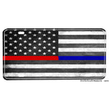 Police Thin Blue Line Firefighter Thin Red Line American Flag Aluminum License Plate