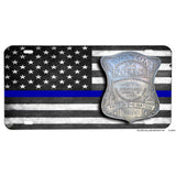 Thin Blue Line American Flag Boston Police Department Badge Design Aluminum License Plate