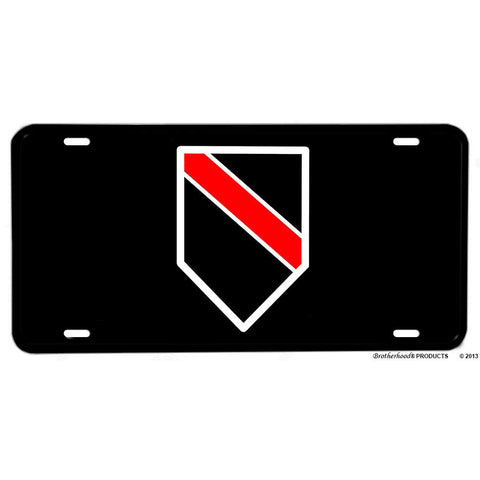 Firefighter Thin Red Line Shield Design Aluminum License Plate