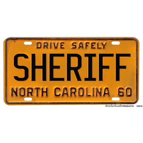 1960 North Carolina Sheriff Design Reproduction Aluminum License Plate