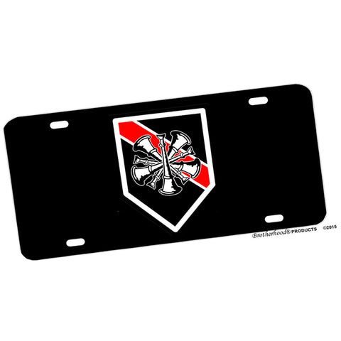 Firefighter Chief Thin Red Line Bugle Aluminum License Plate