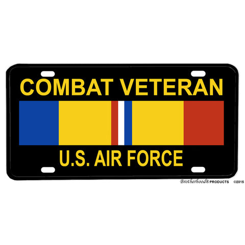 United States Air Force Combat Veteran Ribbon Design Aluminum License Plate