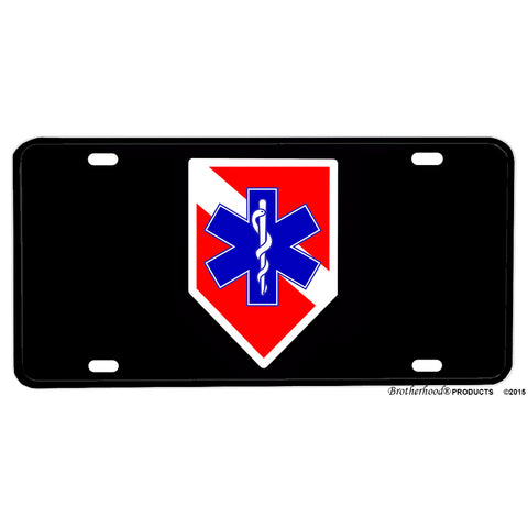 Dive Flag with Paramedic Star of Life Aluminum License Plate