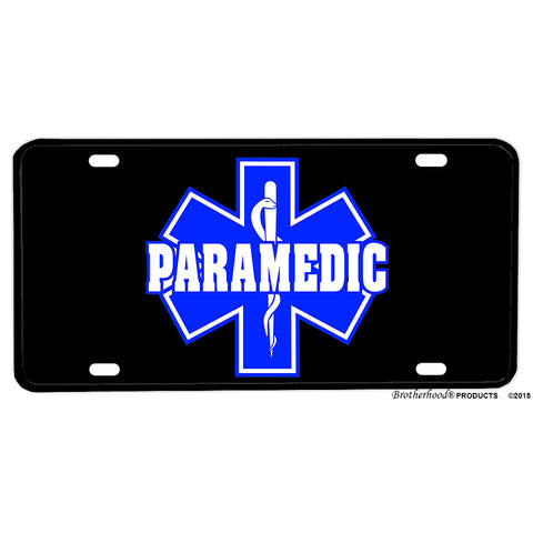 Paramedic Star of Life Distressed American Flag Aluminum License Plate