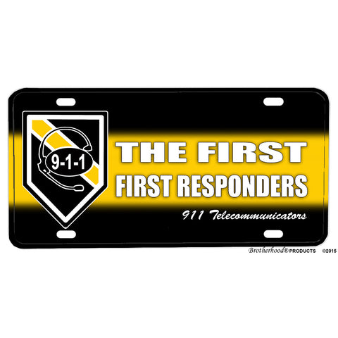 Thin Yellow Line The First First Responders Aluminum License Plate