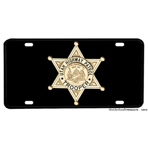 Utah Highway Patrol Trooper Five Pointed Star Trooper Badge Aluminum License Plate