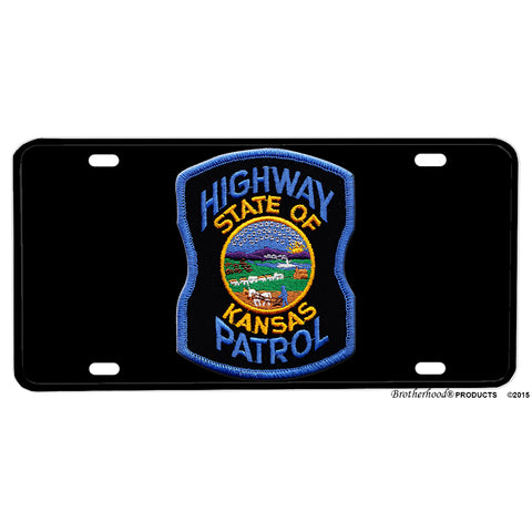 State of Kansas Highway Patrol Patch Design Aluminum License Plate
