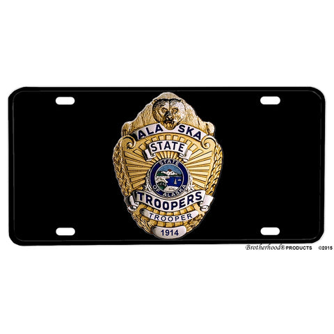 State of Alaska Troopers Trooper Badge Design Aluminum License Plate