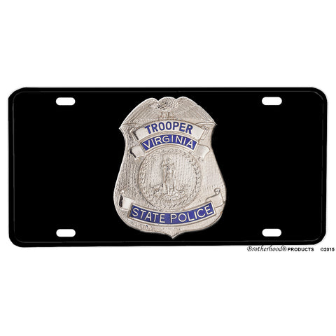 Virginia State Police Trooper Badge Design Aluminum License Plate