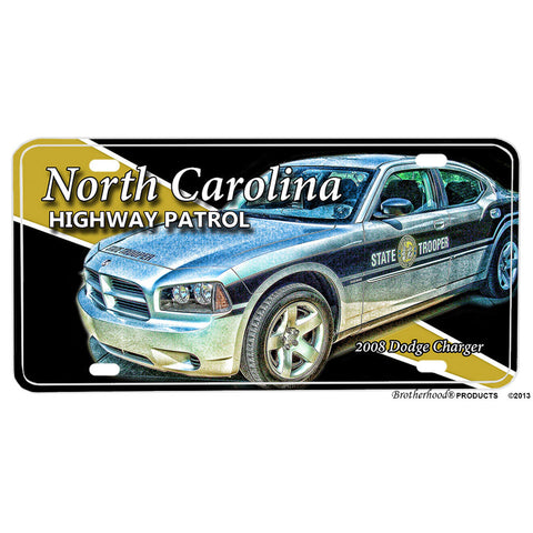 North Carolina Highway Patrol 2008 Dodge Charger Patrol Car Aluminum License Plate