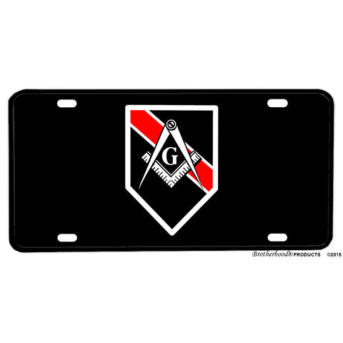 Thin Red Line Mason Square and Compass Firefighter Fireman Aluminum License Plate