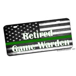 Subdued Thin Thin Green Line Game Warden Flag Aluminum License Plate