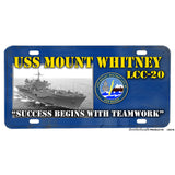 United States Navy USS Mount Whitney Navy Ship LCC-20 Aluminum License Plate