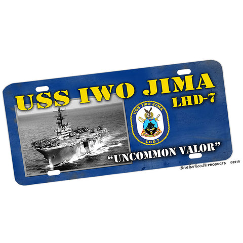 United States Navy USS Saipan LHD-7 Iwo Jima  Uncommon Valor Aluminum License Plate