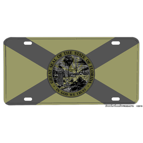 Subdued Florida State Flag and Seal Aluminum License Plate