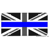 Thin Blue Line British Union Jack Flag Design Aluminum License Plate