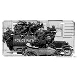 Police Keystone Cops Motorcycle Side Car Police Department Aluminum License Plate
