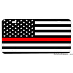 Firefighter Solid Thin Red Line American Flag Fireman Design Aluminum License Plate