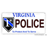 Thin Blue Line Flag or One Ass To Risk Virginia Police Aluminum License Plate