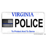 Thin Blue Line Flag or One Ass To Risk Virginia Police Aluminum License Plate