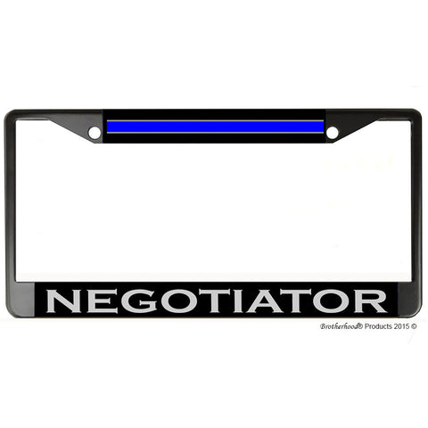 Police Sheriff Thin Blue Line Negotiator Metal License Plate Frame