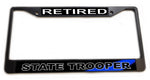 Retired State Trooper Thin Blue Line License Plate Frame Chrome or Black