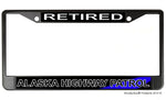 Retired Alaska Highway Patrol License Plate Frame Chrome or Black