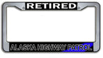 Retired Alaska Highway Patrol License Plate Frame Chrome or Black