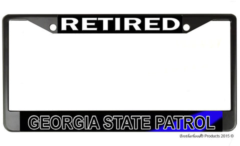 Retired Georgia State Patrol License Plate Frame Chrome or Black