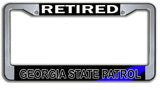 Retired Georgia State Patrol License Plate Frame Chrome or Black