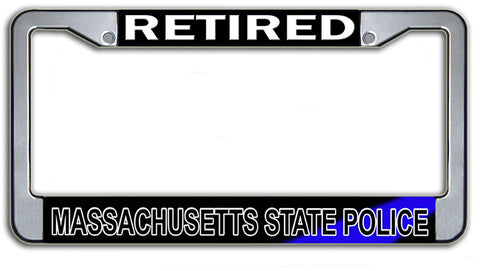 Retired Massachusetts State Police License Plate Frame Chrome or Black