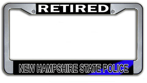 Retired New Hampshire State Police  License Plate Frame Chrome or Black